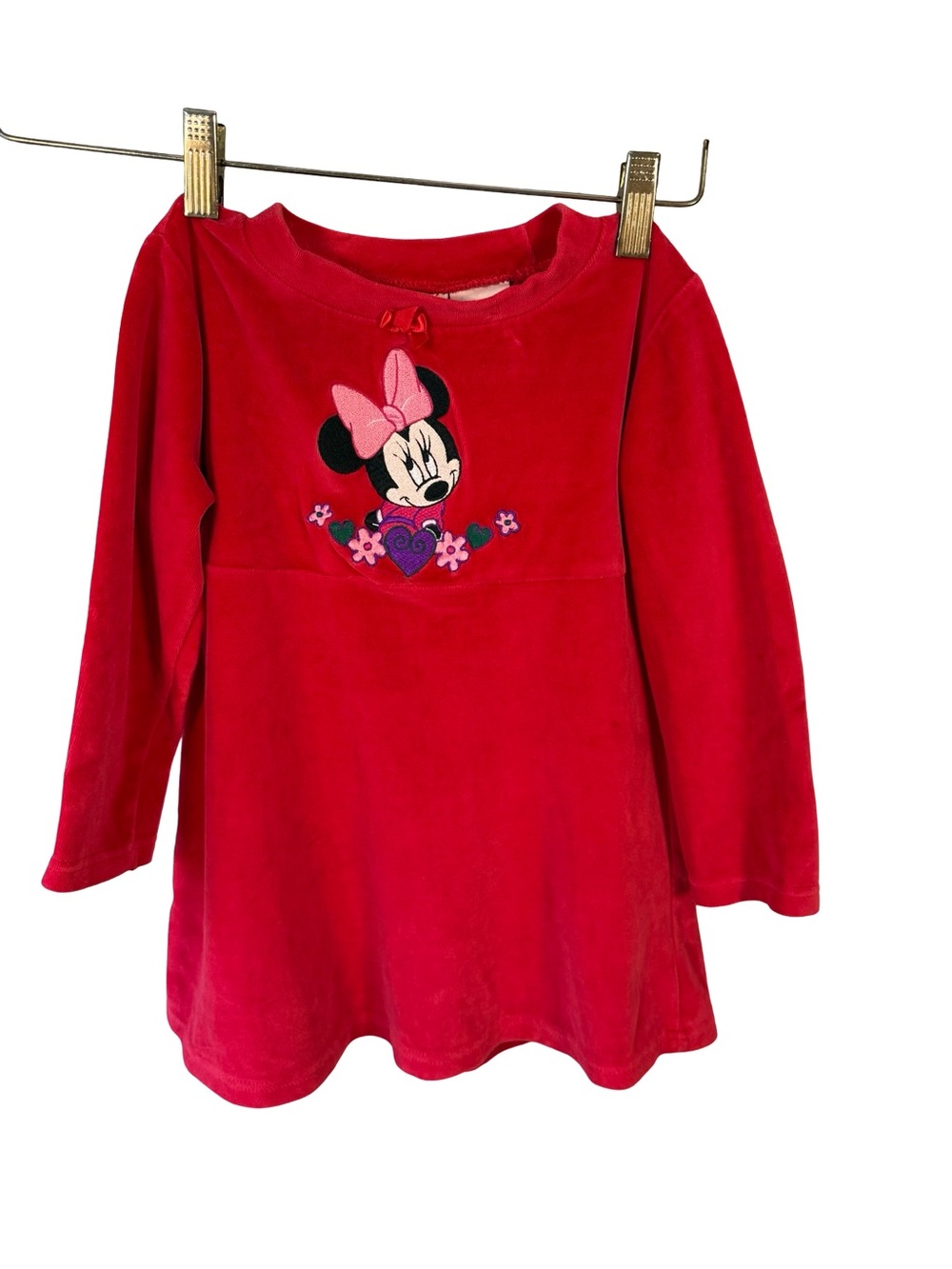 Disney Red Minnie Mouse Long Sleeve Embroidered Dress Size 4/5 Vintage